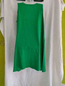 Green Sleeveless Dress with Butterfly Print