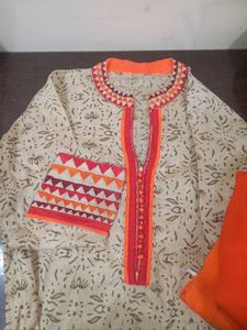 3 piece beige-orange Suit Set