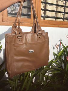 Stylish Brown Faux Leather Tote Bag