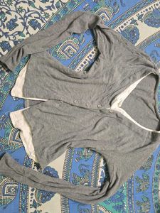 y2k open up Grey Button-Up Cardigan