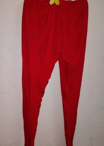 Red Ethnic Leggings with Golden Print