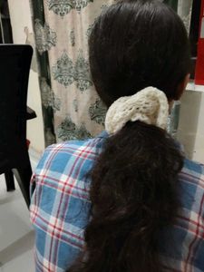 Handmade Crochet Hair Scrunchie - Cream