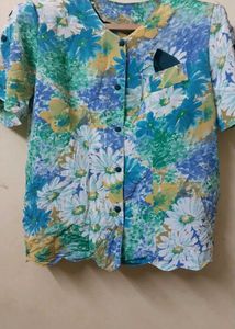 Vintage Floral Button-Up Blouse
