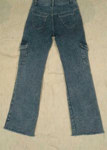 Trendy Blue Denim Cargo Jeans