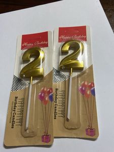 Number 22 set of golden birthday candles