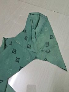 Green Printed Blouse Piece of 1