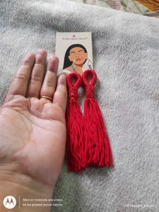 Beautiful Handmade Red Tassel Earrings