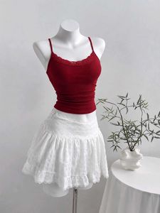 Lace Trimmed Spaghetti Strap cami top
