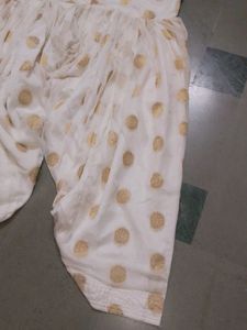 White &amp; Gold Polka Dot Dhoti Pants