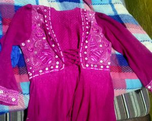 Dark Pink Colour Gown For Women