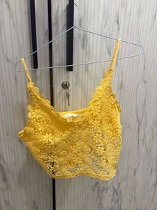Yellow Lace Crop Top