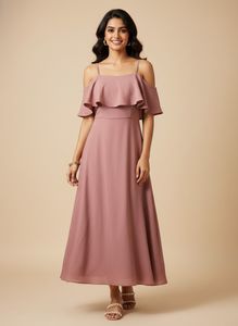 Elegant Pink Ruffle Dress