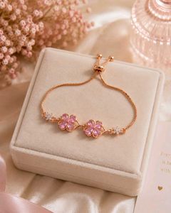 Rose Gold Flower Charm Bracelet and Bhabhi rakhi
