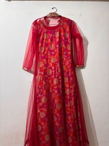 Elegant Red Floral Ethnic Gown