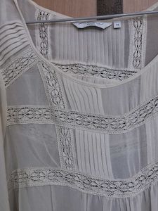 Boho Off-White Lace Trim Blouse