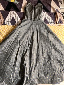 Elegant Grey Embroidered Ethnic Gown