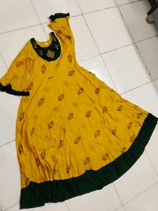 Yellow Long Anarkali Gown