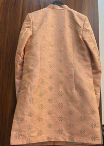 Peach Embroidered Sherwani
