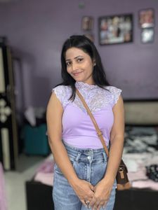 Lavender Lace Trim Crop Top