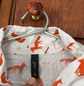 Fox Print Button-Up Shirt
