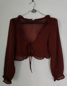 Sheer Ruched Mesh Top