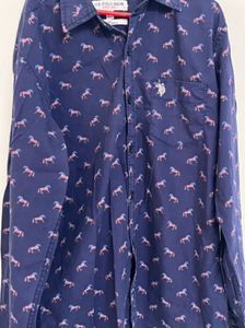 Men's Blue Printed Full Sleeve Shirt