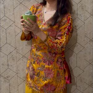 Mustard Yellow Embellished Cord Set