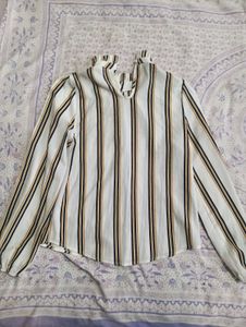Chic Striped High Neck Top