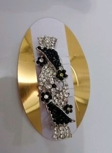 Hair Clip Black And White Stone