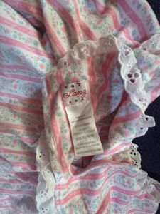 vintage Lanz Fleece Pajama top Pink White Floral S