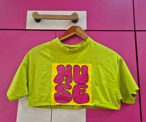 Neon Graphic Crop Top(without chain)