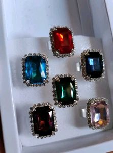 Set of 6 Colorful Gemstone Rings