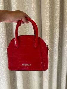glossy red mini handbag