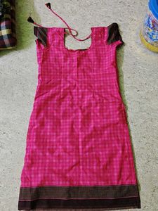 Vibrant Pink Checked Kurta