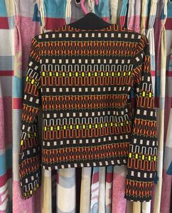 Retro Geometric Print Top thick mater