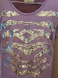 Sequin Embellished Purple T-Shirt