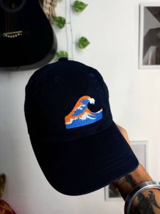 Navy Blue Cap with Wave Embroidery
