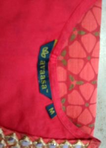 2 Layered Red Kurta with Mirror Work