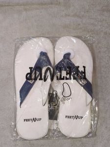 FeetNup White &amp; Blue Flip-Flops