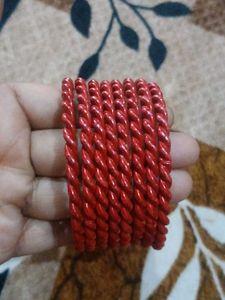 Set of Red Twisted Bangles