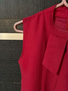 Pink Bow Neck Sleeveless Top | Size M | OfficeWear