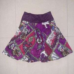 💜 Bohemian Purple Paisley Print A-Line Skirt