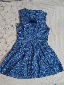 Chic Blue Floral A-Line Dress