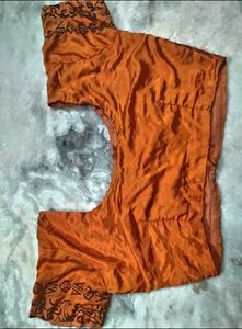 orange pure crape silk Blouse