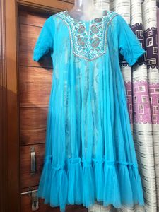 #@STYLISH DESIGNER DRESS  WITH FRILL PATTERN