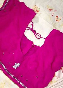 Rose Pink Georgette Saare With Sequins Work🍁✨