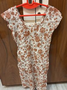 Brown Floral Print Kurta
