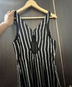 Striped Jumpsuit with Floral Embroidery