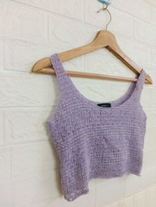 Lilac Knit Crop Tank Top