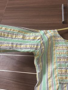 Striped Embroidered Kurti